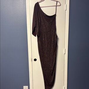AX Paris One-Shoulder Glittery Brown Dress